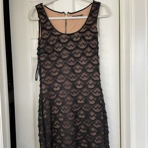 Brand guess , black lace over beige ,
